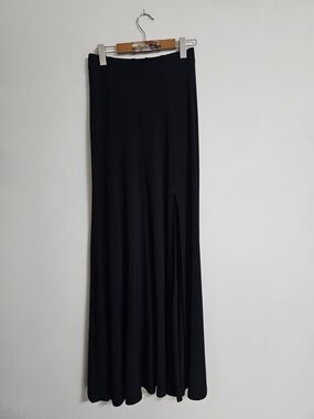 Frank Lyman Design New With Tags Black Flowing Maxi Skirt with Side Slit